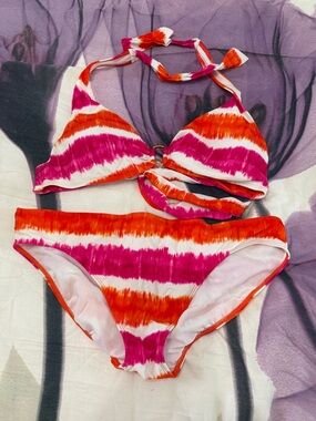 Polo by Ralph Lauren Pink & Orange Tie-Dye Bikini Set